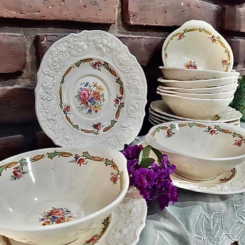 4 Platitos Y 8 Compoteras Loza Inglesa Crown Ducal Ware
