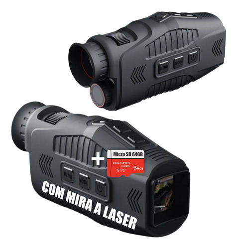 Monóculo Visão Noturna R11, Com Mira Laser, Som, Cartão 64gb