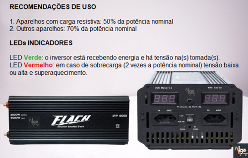 Inversor De Energia Onda Pura P/ Freezer 6000w Pico 12/127v