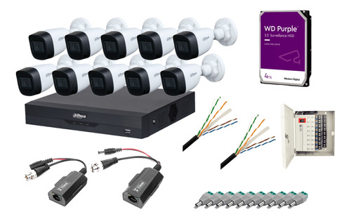 Kit Dvr 16 Canales 5mp, 10 Cámaras 5mp, 4tb, Transceptores