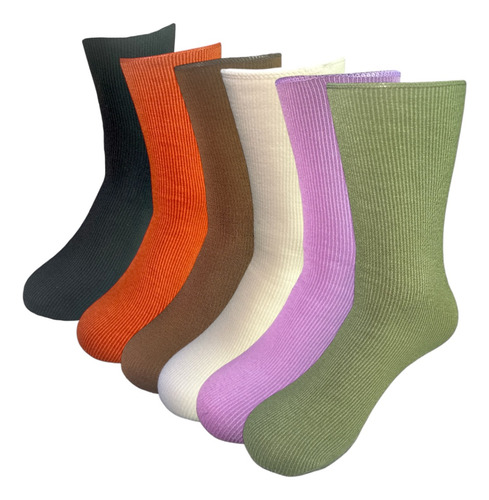 6 Pares De Calcetas Afelpadas Para Mujer, Algodón