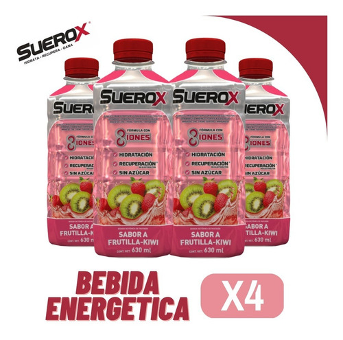 Suerox Bebida Hidratante Sabor Frutilla-kiwi 630ml-pack X4