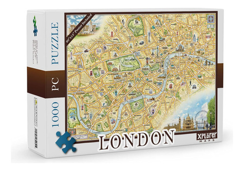London Map Cardboard Jigsaw Puzzle - 1000 Piezas, Ilustrado