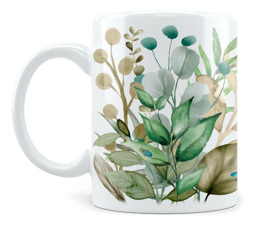 Caneca Xícara Coleção Retrô Folhagens Plantas Jardim