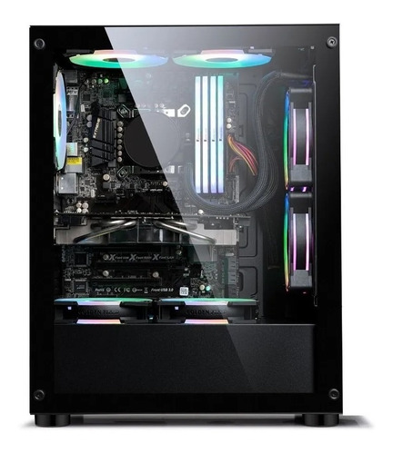 Imagen 3 de 10 de Gabinete Mid Tower Sentey K20 Super Rgb Doble Vidrio 4fans !