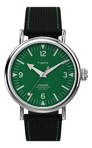 Reloj Hombre Timex Con Luz Indiglo 39 Mm Wr 50m T425719j Color de la correa  Verde Color del bisel Negro Color del fondo Negro