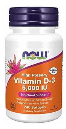 Suplemento Vitamina D-3 5,000 Ui, 240 Cápsulas Blandas.