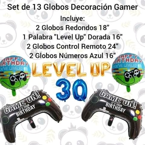 Set 13 Globos Decoración Cumpleaños Control Remoto Gamer 