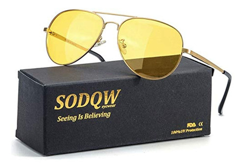 Sodqw Aviator Night Vision Driving Anti-glare