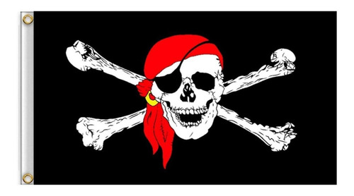 Bandera Pirata Jolly Roger (bufanda Roja) 150 Cm X 90 Cm