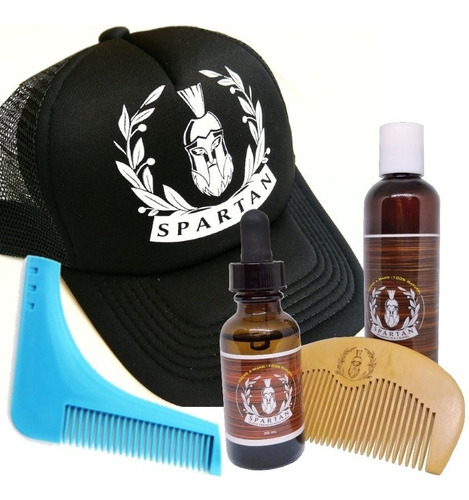 Super Kit Cuidado De Barba Spartan - Aceite, Shampoo Y Más.
