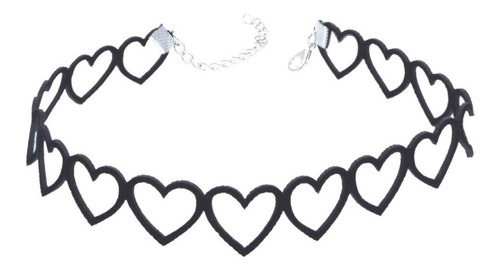 Gargantilla Gótica Choker Negra Corazones Huecos