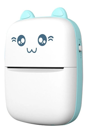 Mini Impresora Térmica Portátil Bluetooth Gatito + 1 Rollo Color Celeste