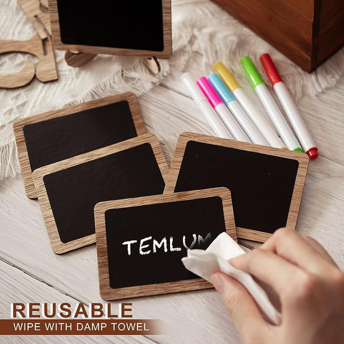 Temlum 15 Pcs Mini Letrero De Pizarra Con 6 Marcadores De Ti