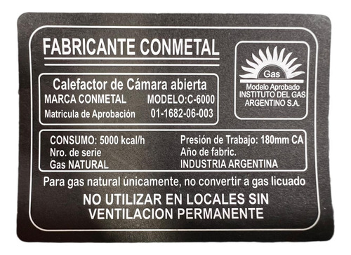 Fogón Leño 5000 Kcal Piloto Y Encendido Elec. Valvula Seg Marrón