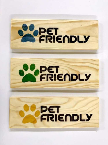 Letreros Sobre Madera Pet Friendly Impreso Colores
