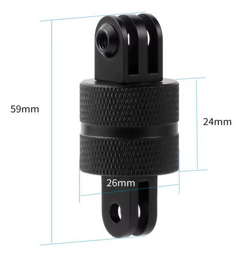 Base Pivote Giratorio Aluminio Compatible Gopro Sportcam Dji Negro