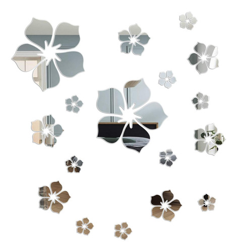 Calcomanias De Pared 3d Espejo Diseño Floral - Autoadhesivas