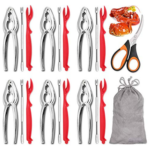  19-piece Seafood Tools Set Includes 6 Crab Crackers, 6...