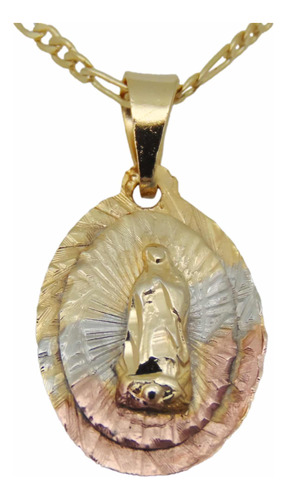 Medalla Virgen De Guadalupe Chapa De Oro Artesanal Rústica