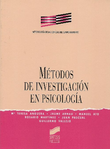 Libro Métodos De Investigación En Psicologia De Jaume Arnau