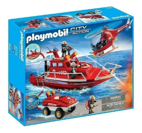 Playmobil 9503 Bomberos Contra Incendios Con Motor Submarino