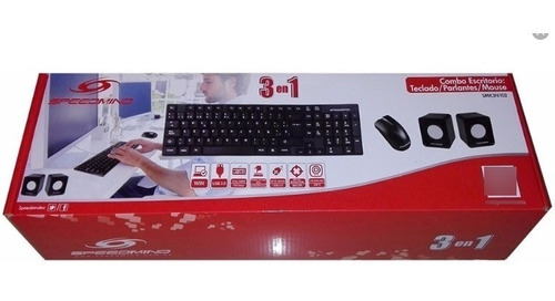 Combo Teclado + Mouse + Parlantes Usb Speedmind Slim Negro