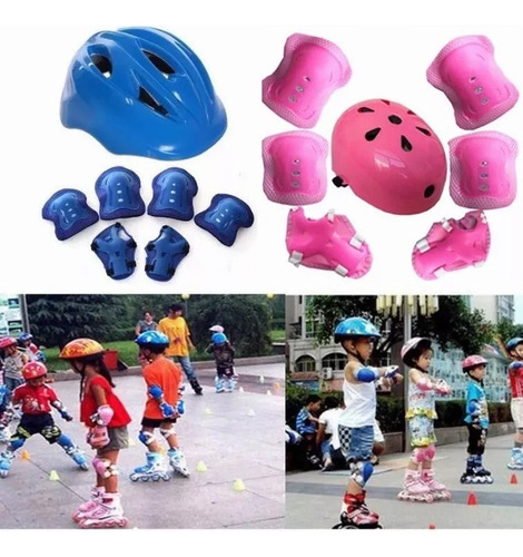 Kit Casco Protección Niños Rodilleras+ Muñequeras+coderas