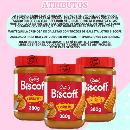 Crema Untable Lotus Biscoff Galleta Crunchy 380g 10 Piezas