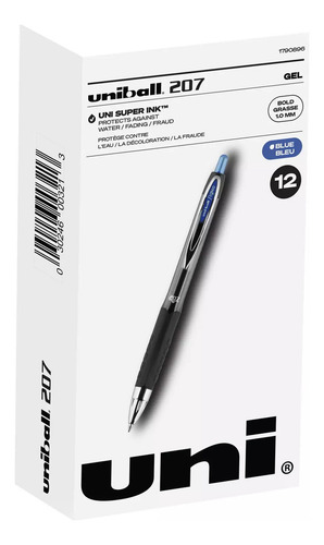 Pluma De Gel Uni-ball Signo 207 Retráctil, Tinta Azul, Punta Audaz 1 Mm, Escritura Suave Y Precisa. Ideal Para Oficina Y Estudio.
