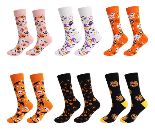 6pcs Calcetines Divertidos Adultos Halloween De Esqueletos