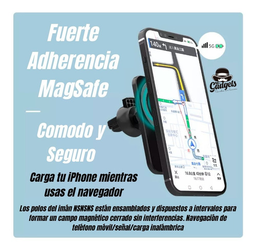 Soporte Cargador + Adaptador Auto Coche Para iPhone Magsafe