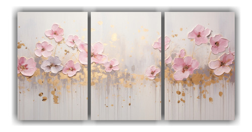 120x60cm Tríptico Alta Calidad Representación Flores