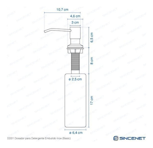 Dosador Para Detergente Embutido Inox 500ml Basic Bela Ja