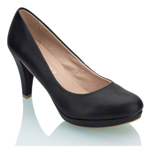 Zapatos Cerrado Negro Moda Tacón Perfecto Mujer