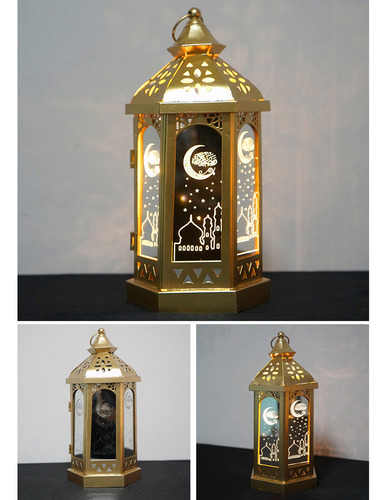 Farol De Hierro Para Ramadán, Decoración Del Eid, 28 X 14 Cm