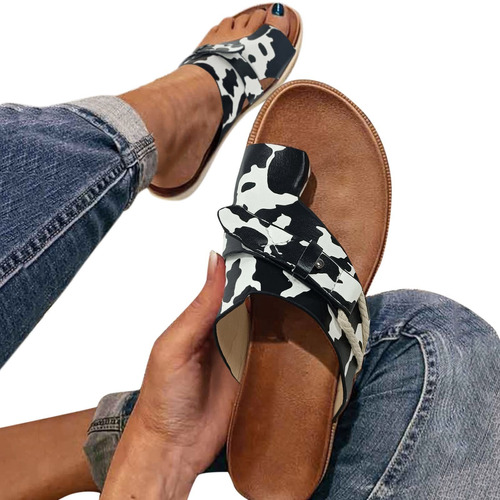 Imagen 1 de 1 de Sisit Cows Print Flat Sandals For Dama Chic Designed
