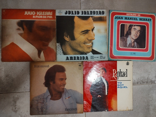 Discos Vinilos De Julio Iglesia, Raphael Y Serrat Lote De 5