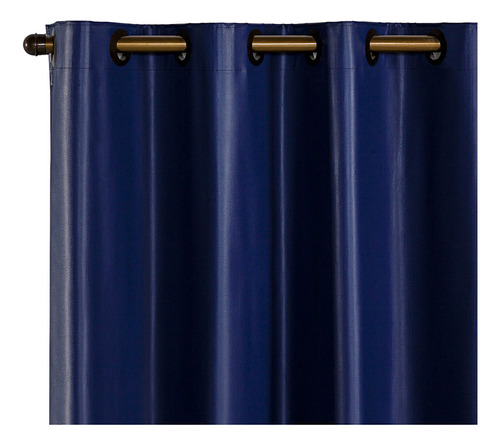 Cortina Uma Folha Janela Blackout Pvc 1,40 M X 1,60 M Cor Azul-marinho