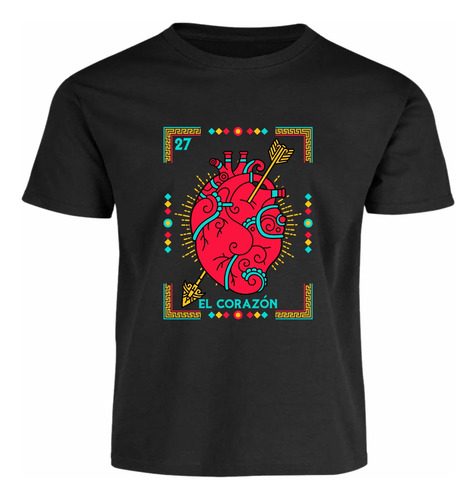 Playera Lotería El Corazon M2 Todas Las Tallas En Dtf