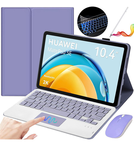 Funda C/teclado Mouse+lápiz Para Matepad Se 10.4 Morado