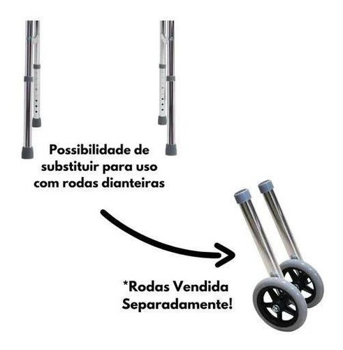 Imagem 3 de 5 de Andador Idoso Adulto 130kg Aluminio Dobravel Regulavel Artic