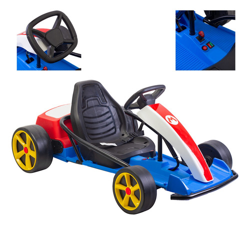 Montable Go Kart Eléctrico Aeiou Mario Bros Carro Drift 24v