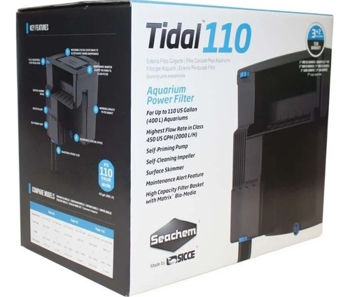 Filtro Cascada Externo Tidal 110 Acuario Agua Dulce Salada