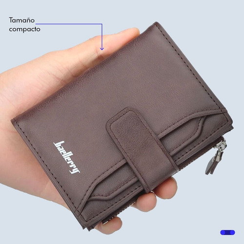 Cartera De Cuero Con Monedero De Cierre Unisex