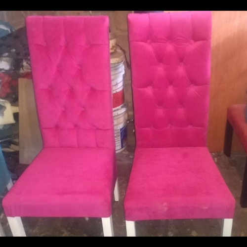 Set 4 Sillas Capitonadas De Madera Para Comedor