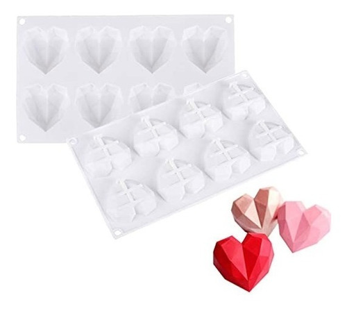 Molde Para Mini Corazones Diamantes De 8 Cavidades Silicona