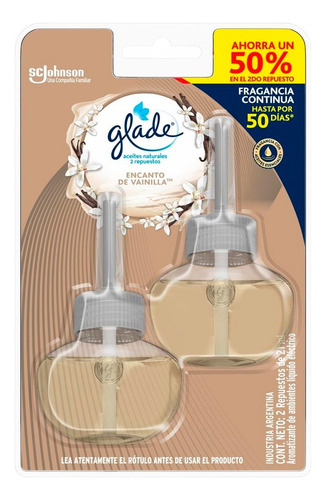 Glade Aceites Naturales Encanto Vainilla Repuesto X2 21ml 6c