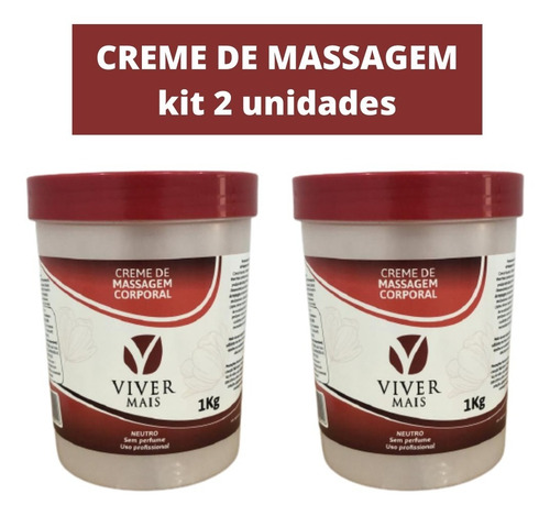Imagem 1 de 2 de Creme De Massagem Neutro Corporal Kit 2und 1kg Profissional