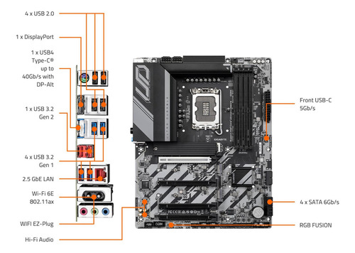 Tarjeta Madre Gigabyte Z890 Ud Wifi6e Atx 1851, 256gb Ddr5